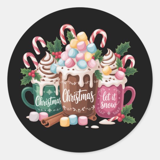 Christmas Drinks Pink Coquette Gingerbread Coffee  Ronde Sticker (Voorkant)