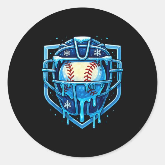 Christmas Drip Baseball Catcher Mask Ice Cream Dri Ronde Sticker (Voorkant)