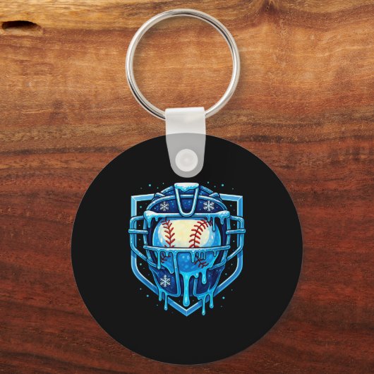 Christmas Drip Baseball Catcher Mask Ice Cream Dri Sleutelhanger (Voorkant)