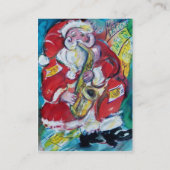 CHRISTMAS E-BRIEF / SANTA CLAUS MET SAX VISITEKAARTJE (Achterkant)