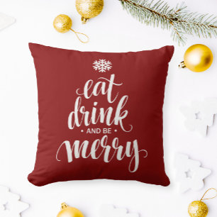 Christmas Eat Drink & Be Merry Red Kussen