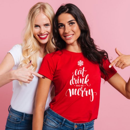 Christmas Eat Drink & Be Merry Red Vrouwen T-shirt