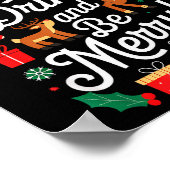 Christmas Eat Drink Be Merry Xmas Santa Reindeer S Poster (Hoek)