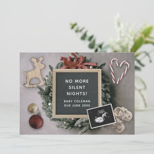 Christmas Editable Baby Sonogram Zwangerschap Aank Aankondiging (Staand voorkant)