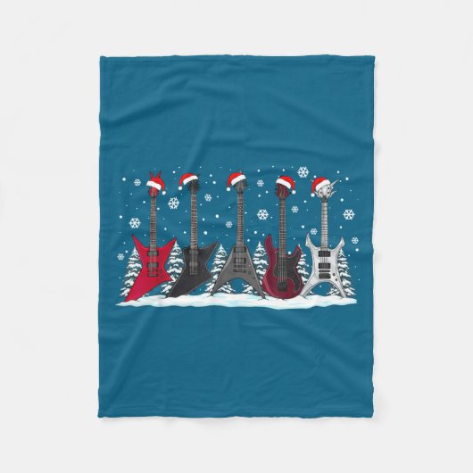 Christmas Electric Guitars Metalhead Guitarist Xma Fleece Deken (Voorkant)