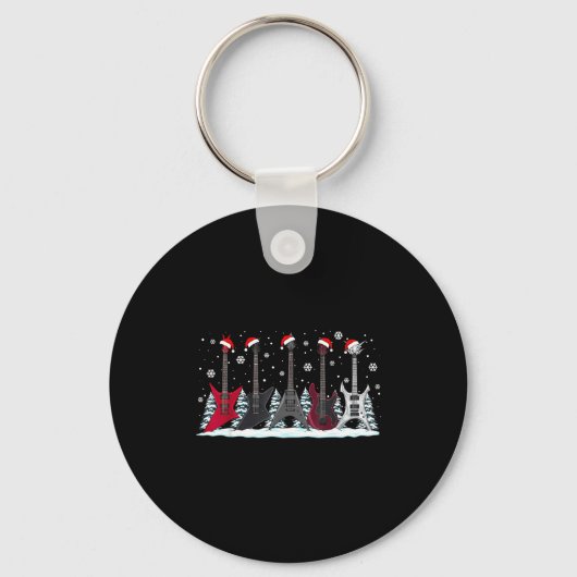 Christmas Electric Guitars Metalhead Guitarist Xma Sleutelhanger (Voorkant)