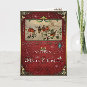 Christmas Elegance Kaart - Bullfinches op Holly.