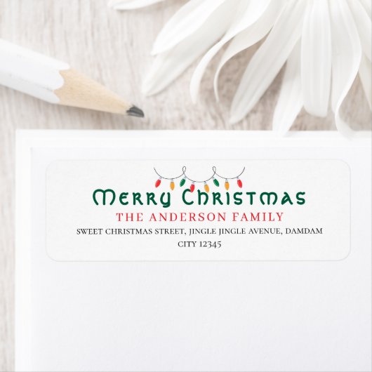 Christmas Elegant Simple Return Address Etiket (Insitu)