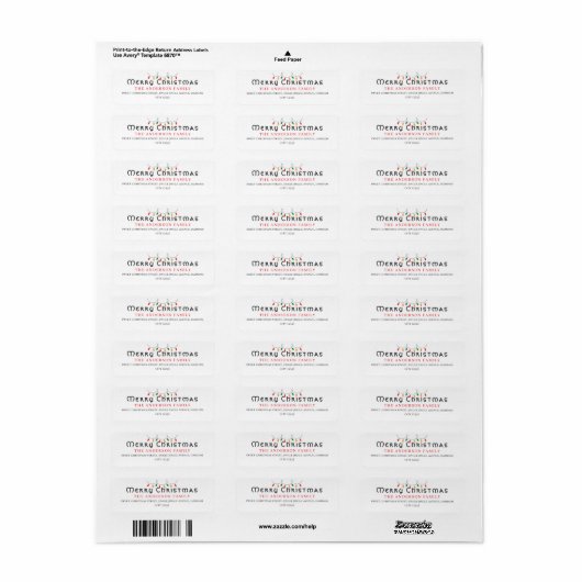 Christmas Elegant Simple Return Address Etiket (Full Sheet)