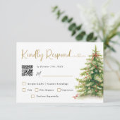Christmas Elegant Wedding RSVP Card with Qr Code (Staand voorkant)
