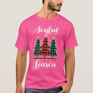 Christmas Elements Joyful Season Plaid Christmas b T-shirt