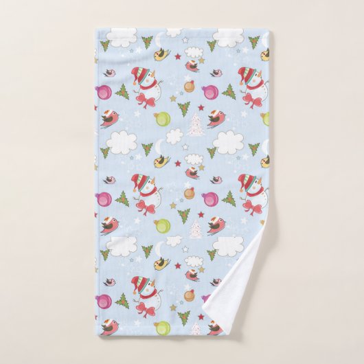 Christmas Elements Snowman Pattern  Bad Handdoek (Handdoek)