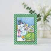 CHRISTMAS ELEPHANT BOUWT CUTE PACHYDERM SNOWMAN BRIEFKAART (Staand voorkant)