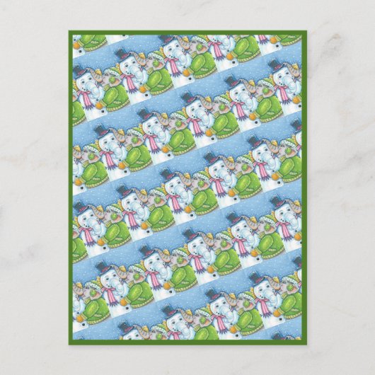 CHRISTMAS ELEPHANT BOUWT CUTE PACHYDERM SNOWMAN FEESTDAGENKAART (Voorkant)