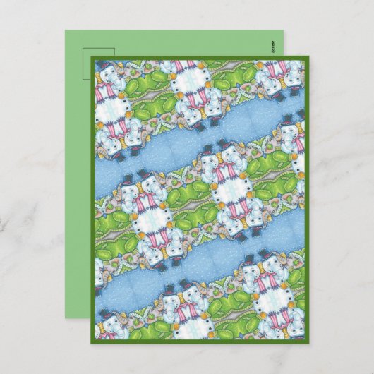 CHRISTMAS ELEPHANT BOUWT CUTE PACHYDERM SNOWMAN FEESTDAGENKAART (Voorkant / Achterkant)