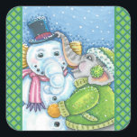 CHRISTMAS ELEPHANT BOUWT CUTE PACHYDERM SNOWMAN VIERKANTE STICKER<br><div class="desc">DELEN KLEINE EN GOEDE WISSEN MET CHEERFUL SNEEUWELEPHANT STICKERS * Aanpassen ... ..Zoek overeenkomende items met Susan Brack-Design</div>