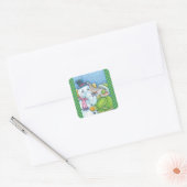 CHRISTMAS ELEPHANT BOUWT CUTE PACHYDERM SNOWMAN VIERKANTE STICKER (Envelop)