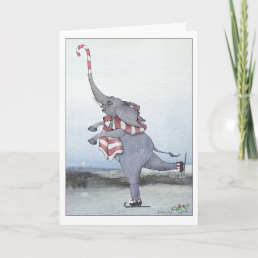 Christmas Elephant Holiday Card Feestdagen Kaart (Voorkant)