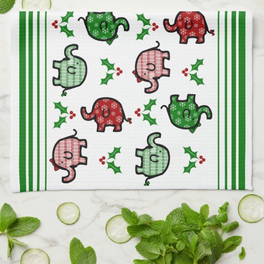 Christmas Elephant Kitchen Towel Theedoek (Gevouwen)