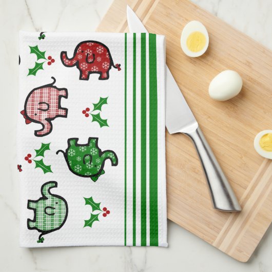 Christmas Elephant Kitchen Towel Theedoek (Quarter Fold)