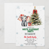  Christmas Elephant Party Invitation Kaart (Voorkant / Achterkant)