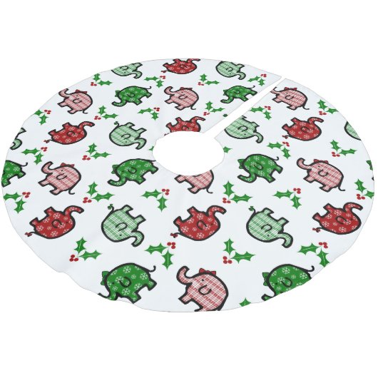 Christmas Elephant Patterned Kerstboom Rok (Gekanteld)