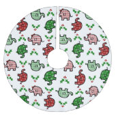 Christmas Elephant Patterned Kerstboom Rok (Voorkant)