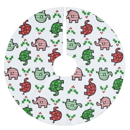Christmas Elephant Patterned  Kerstboom Rok (Voorkant)