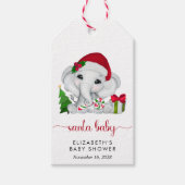 Christmas Elephant Santa Baby shower Dank u Cadeaulabel (Voorkant)