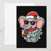 Christmas Elephant Santa Hat Sunglasses Lights Kaart (Voorkant / Achterkant)