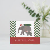 Christmas Elephants with Hats, Tree, and Chevron Feestdagenkaart (Staand voorkant)