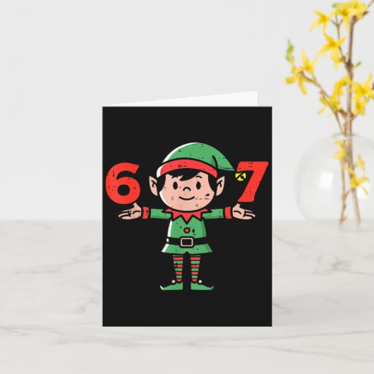 Christmas Elf 67 Cute Xmas 6 7 Meme Gen Alpha Boys Kaart (Gele Bloem)