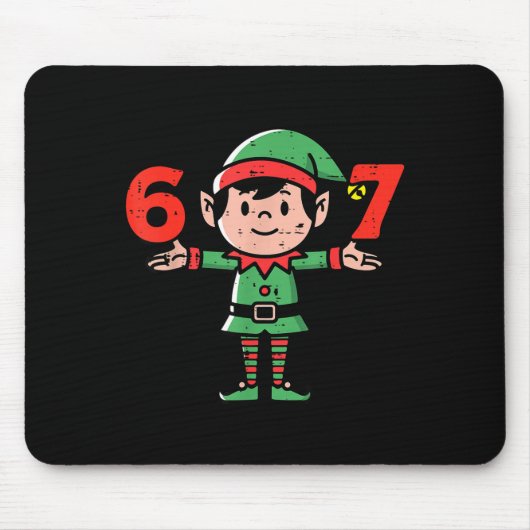 Christmas Elf 67 Cute Xmas 6 7 Meme Gen Alpha Boys Muismat (Voorkant)