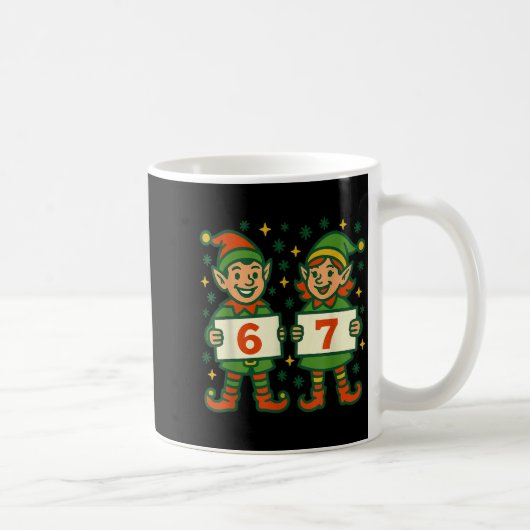 Christmas Elf 6 7 Meme Funny Holiday Elves Gen Alp Koffiemok (Rechts)