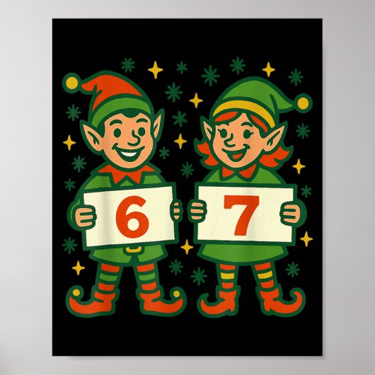Christmas Elf 6 7 Meme Funny Holiday Elves Gen Alp Poster (Voorkant)