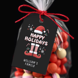 Christmas Elf Boots Santa Claus Pet Zwart Cadeaulabel