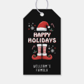 Christmas Elf Boots Santa Claus Pet Zwart Cadeaulabel (Voorkant)