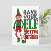 Christmas Elf Boy Wenskaart Feestdagenkaart (Staand voorkant)