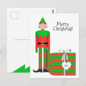 Christmas Elf Briefkaart - Gestreept cadeaupakket (Voorkant / Achterkant)