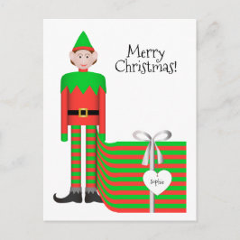 Christmas Elf Briefkaart - Gestreept cadeaupakket