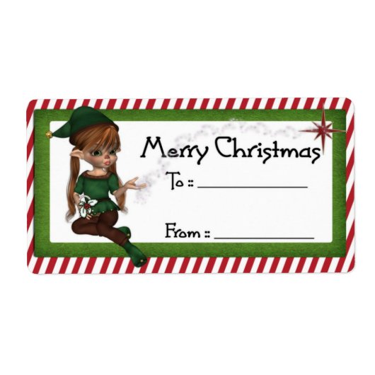 Christmas Elf D5 :: Fantasy Christmas Gift Label (Voorkant)