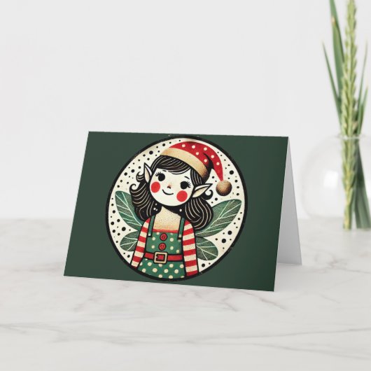 Christmas Elf Fairy Girl Kaart (Voorkant)