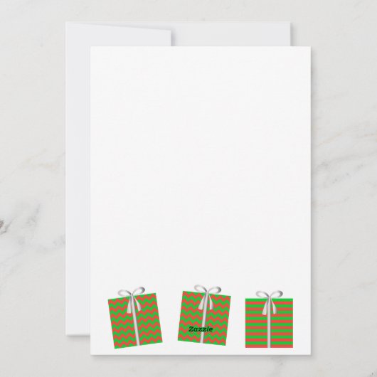 Christmas Elf Flat Kaart - Chevron cadeaupakket (Achterkant)