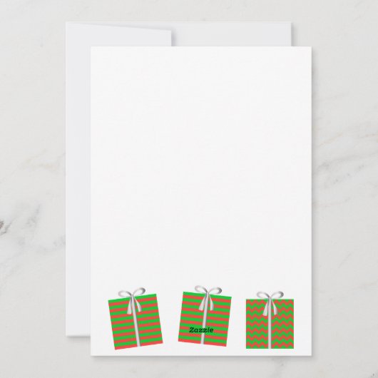 Christmas Elf Flat Kaart - Gestreept cadeaupakket (Achterkant)