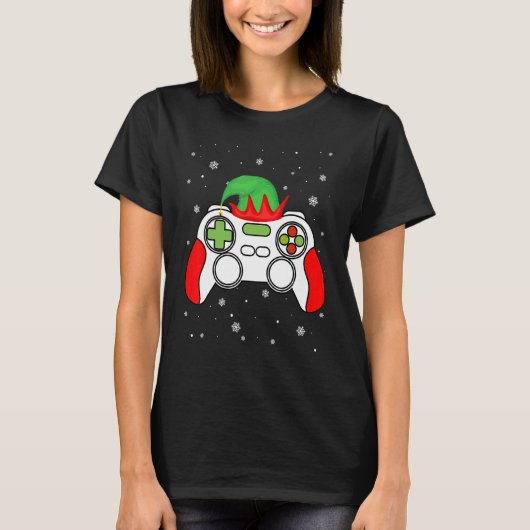 Christmas Elf Gamer Controller Boys Kids Teens Gam T-shirt (Voorkant)
