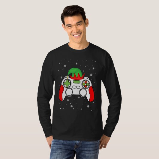 Christmas Elf Gamer Controller Boys Kids Teens Gam T-shirt (Voorkant volledig)