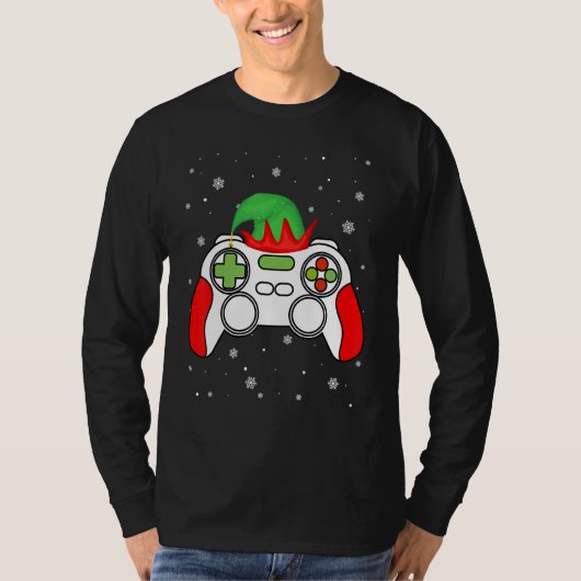 Christmas Elf Gamer Controller Boys Kids Teens Gam T-shirt (Voorkant)