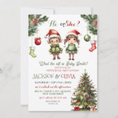 Christmas Elf Gender Reveal Kaart (Voorkant)