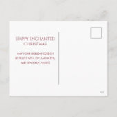 Christmas Elf in Red in Snowy Winter Forest Feestdagenkaart (Achterkant)