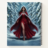 Christmas Elf in Red in Snowy Winter Forest Notitieboek (Achterkant)